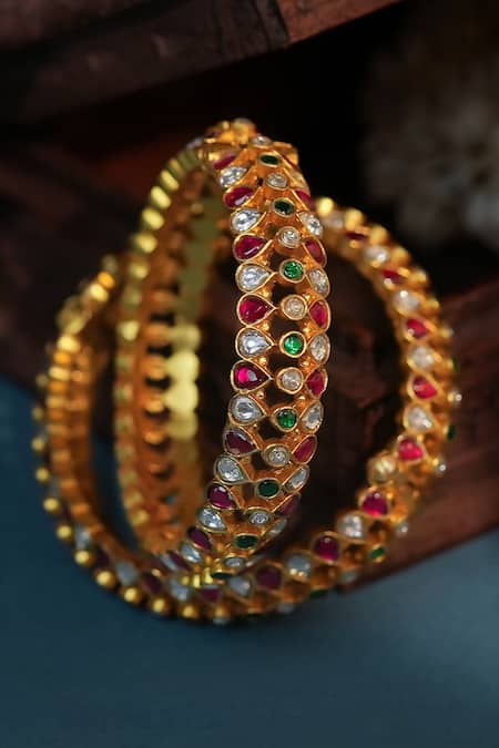 Riana Jewellery Jadau Stone Embellished Kadas Set 