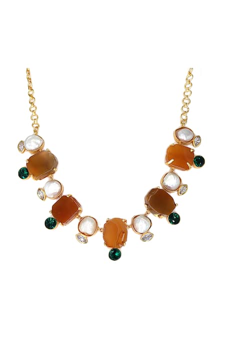 Tad Accessories Yellow Stone Embellished Choker 