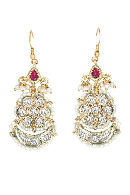 Buy Tad Accessories White Stones, Beads Gold Finish Kundan Choker And Earring Set Online at Aza Fashions Buy_Tad Accessories_White Stones, Beads Gold Finish Kundan Choker And Earring Set _Online_at_Aza_Fashions