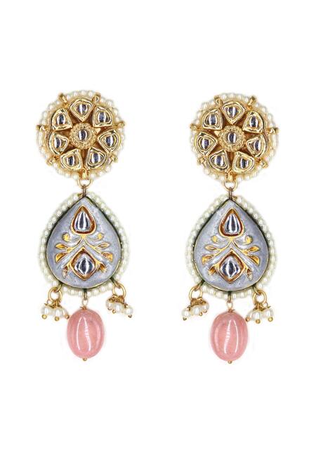 Tad Accessories Gray Stones, Beads Embellished Choker And Earring Set Online at Aza Fashions Tad Accessories_Gray Stones, Beads Embellished Choker And Earring Set _Online_at_Aza_Fashions