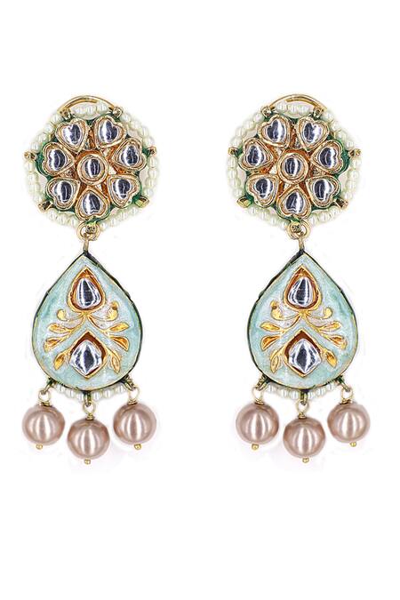 Buy Tad Accessories Blue Stones, Beads, Zari Embellished Pendant Necklace Set Online at Aza Fashions Buy_Tad Accessories_Blue Stones, Beads, Zari Embellished Pendant Necklace Set _Online_at_Aza_Fashions