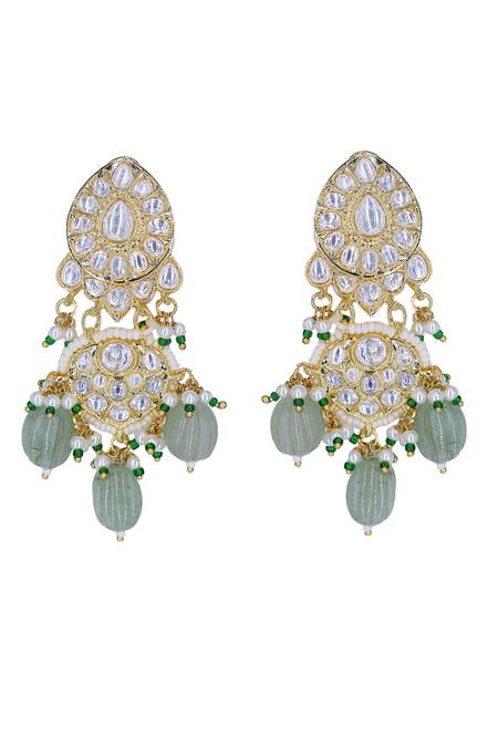 Shop_Tad Accessories_White Stones, Beads, Zari Kundan And Studded Choker Set_Online_at_Aza_Fashions