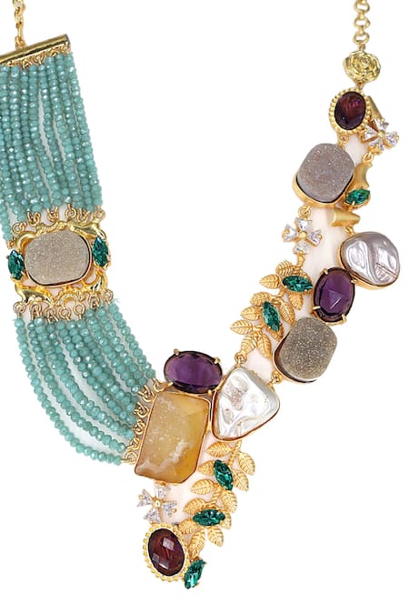 Tad Accessories Multi Color Stone & Bead Necklace 