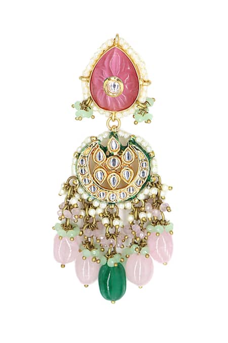 Tad Accessories_Multi Color Stones Kundan Embellished Necklace Set _Online_at_Aza_Fashions