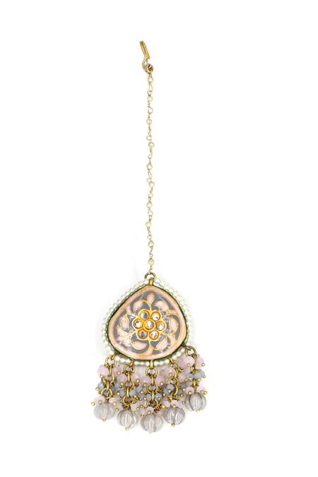 Tad Accessories Multi Color Lace, Stones Kundan Embellished Necklace Set Online at Aza Fashions Tad Accessories_Multi Color Lace, Stones Kundan Embellished Necklace Set _Online_at_Aza_Fashions