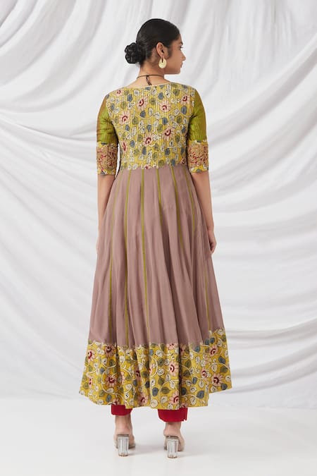 Latha Puttanna Kalamkari Embroidered Anarkali Set 
