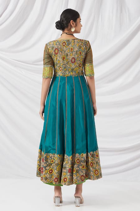 Latha Puttanna Kalamkari Blossom Print Anarkali Set 