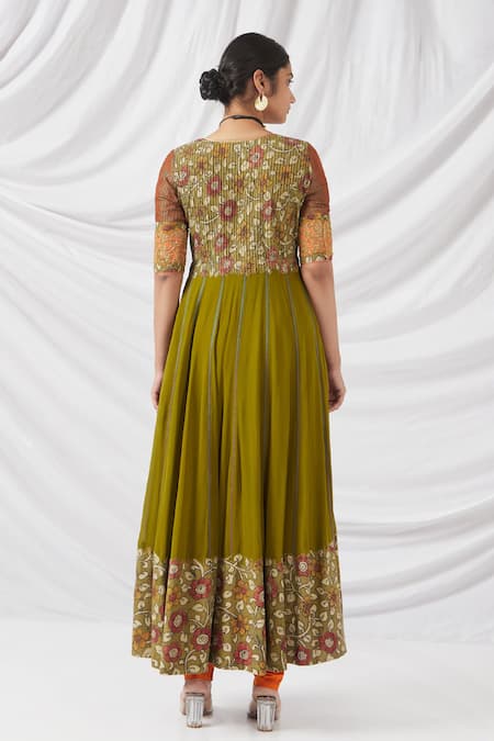 Latha Puttanna Kalamkari Flora Print Anarkali Set 