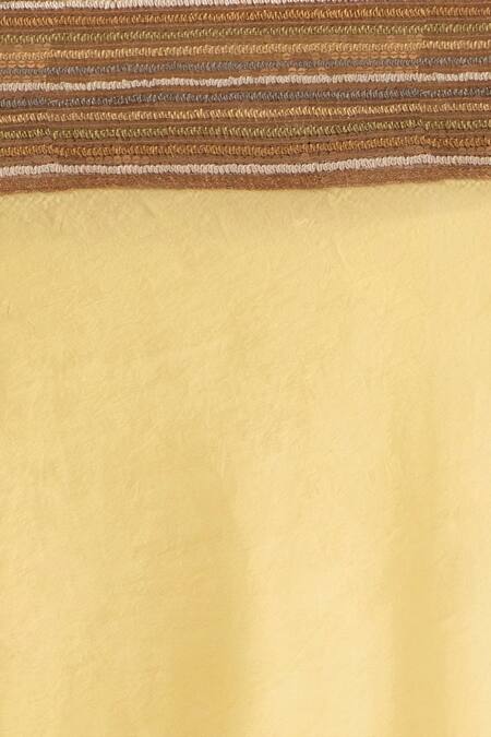 Latha Puttanna_Yellow Crepe, Silk Sequins, Zari, Applique Ombre Embroidered Saree With Blouse_at_Aza_Fashions