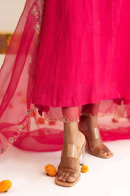 Buy Anushka Repswal - Sewing Love Pink Chanderi, Cotton, Organza Sequins, Embroidery, Hand Zardozi Kurta Set Online at Aza Fashions Buy_Anushka Repswal - Sewing Love_Pink Chanderi, Cotton, Organza Sequins, Embroidery, Hand Zardozi Kurta Set _Online_at_Aza_Fashions
