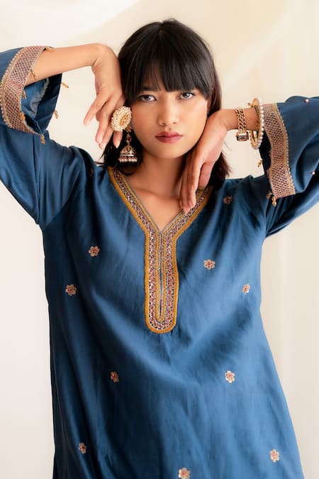Anushka Repswal - Sewing Love Blue Chanderi, Organza Embroidery, Cut Work, Sequins, Cutdana Kurta Sharara Set at Aza Fashions Anushka Repswal - Sewing Love_Blue Chanderi, Organza Embroidery, Cut Work, Sequins, Cutdana Kurta Sharara Set _at_Aza_Fashions