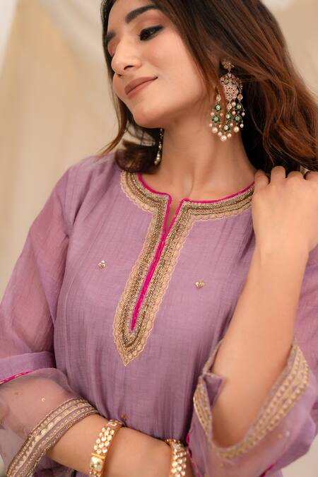 Anushka Repswal - Sewing Love Purple Chanderi, Organza, Cotton Sequins, Lace, Zari Embroidered Anarkali Set Online at Aza Fashions Anushka Repswal - Sewing Love_Purple Chanderi, Organza, Cotton Sequins, Lace, Zari Embroidered Anarkali Set _Online_at_Aza_Fashions