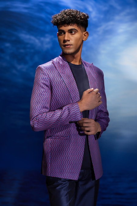 Eleven Brothers Purple Abstract Print Blazer & T Shirt 