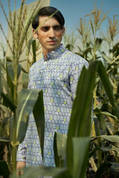 Buy Eleven Brothers Purple Silk, Cotton Abstract Geometric Print Kurta And Pant Set Online at Aza Fashions Buy_Eleven Brothers_Purple Silk, Cotton Abstract Geometric Print Kurta And Pant Set _Online_at_Aza_Fashions