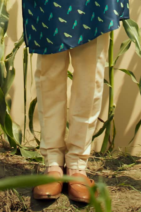 Eleven Brothers Blue Silk, Cotton Birds Of Joy Print Kurta And Pant Set Online at Aza Fashions Eleven Brothers_Blue Silk, Cotton Birds Of Joy Print Kurta And Pant Set _Online_at_Aza_Fashions