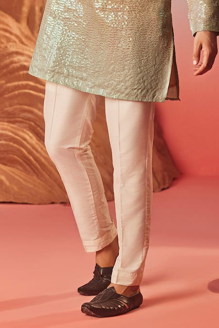 Eleven Brothers_Yellow Chiffon, Cotton, Silk Sequins Ombre Embroidered Kurta Set _Online_at_Aza_Fashions