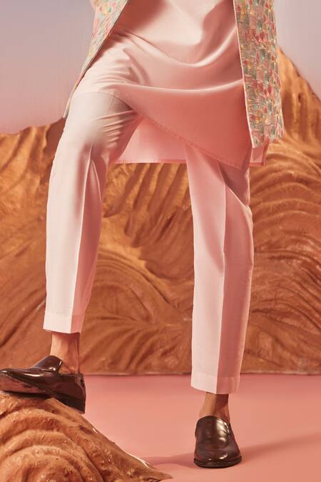 Buy Eleven Brothers Pink Cotton, Silk Embroidery Scallop Bloom Bundi Kurta Set Online at Aza Fashions Buy_Eleven Brothers_Pink Cotton, Silk Embroidery Scallop Bloom Bundi Kurta Set _Online_at_Aza_Fashions