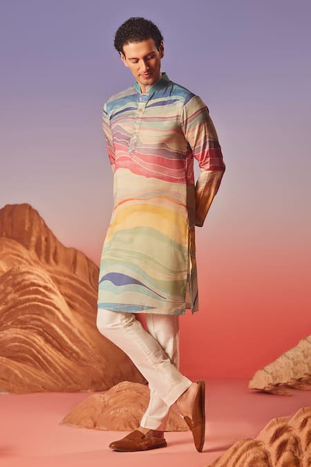 Eleven Brothers Multi Color Wave Print Kurta 