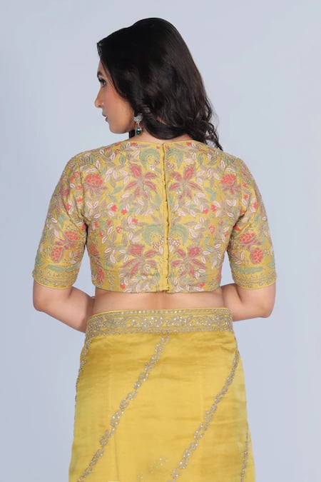 Juhi Shekhawat Floral Sequin Hand Embroidered Saree Set 