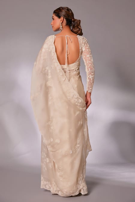 Juhi Shekhawat Floral Sequin Embroidered Saree Set 