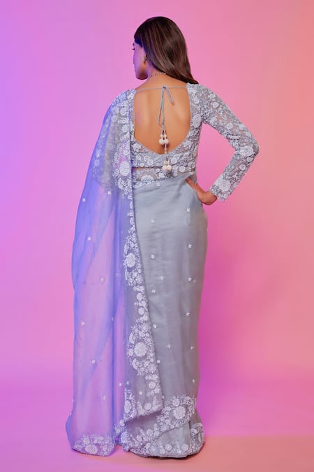 Juhi Shekhawat Floral Hand Embroidered Saree Set 