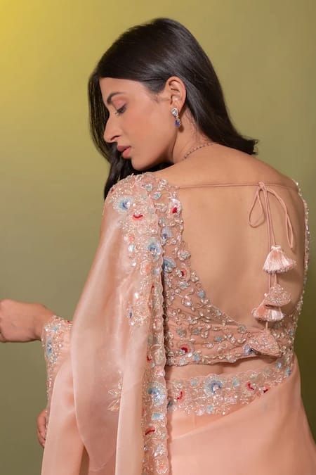 Juhi Shekhawat Floral Zardozi Embroidered Saree Set 