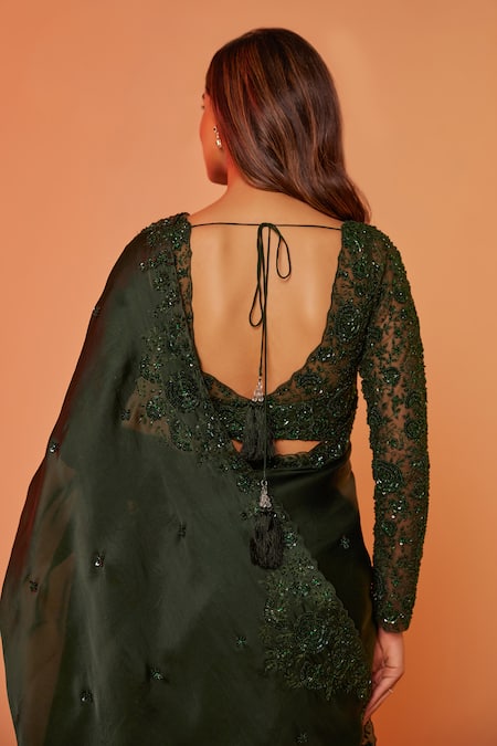 Juhi Shekhawat Scallop Floral Embroidered Saree Set 