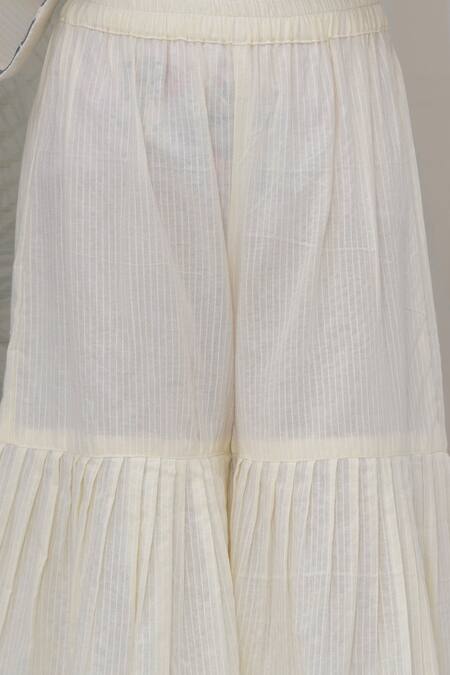 Little Bansi Cream Cotton Embroidery Floral Kurta Sharara Set Online at Aza Fashions Little Bansi_Cream Cotton Embroidery Floral Kurta Sharara Set_Online_at_Aza_Fashions