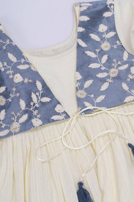 Little Bansi Cream Cotton Embroidery Floral Kurta Sharara Set at Aza Fashions Little Bansi_Cream Cotton Embroidery Floral Kurta Sharara Set_at_Aza_Fashions