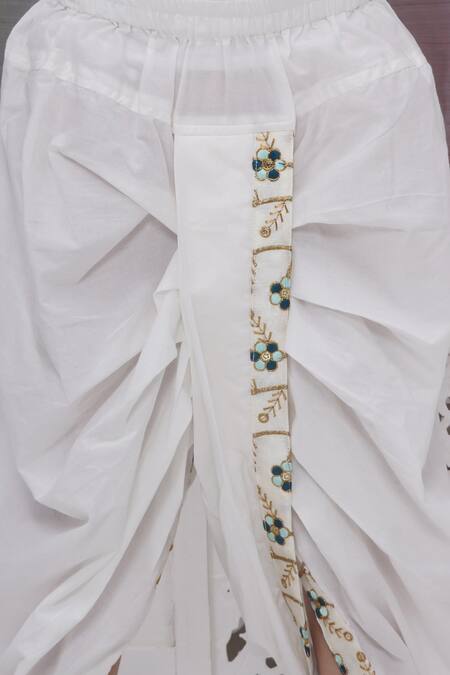 Little Bansi Cream Silk, Cotton Embroidery Floral Woven Sherwani And Dhoti Pant Online at Aza Fashions Little Bansi_Cream Silk, Cotton Embroidery Floral Woven Sherwani And Dhoti Pant _Online_at_Aza_Fashions