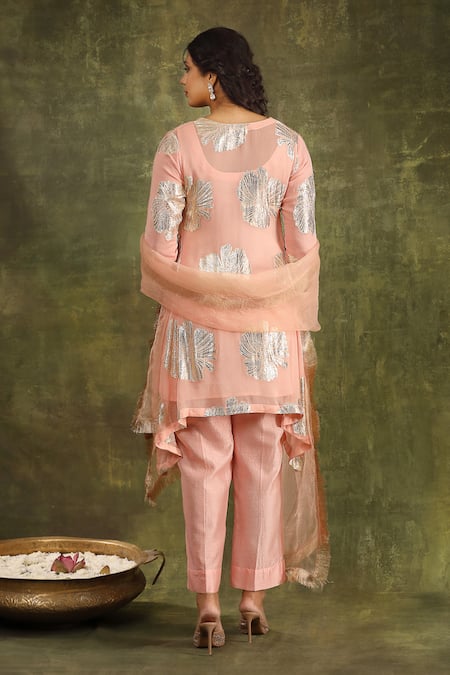 Trendy Tokari Floral Asymmetric Kurta Set 