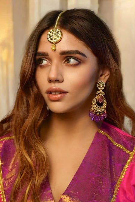 Amaara Jewels Purple Polki Chandbalis 