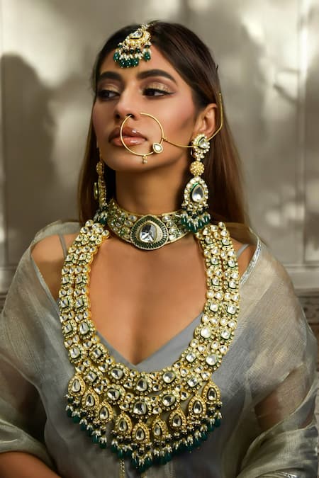 Amaara Jewels Arya Panna Bridal Necklace Set 