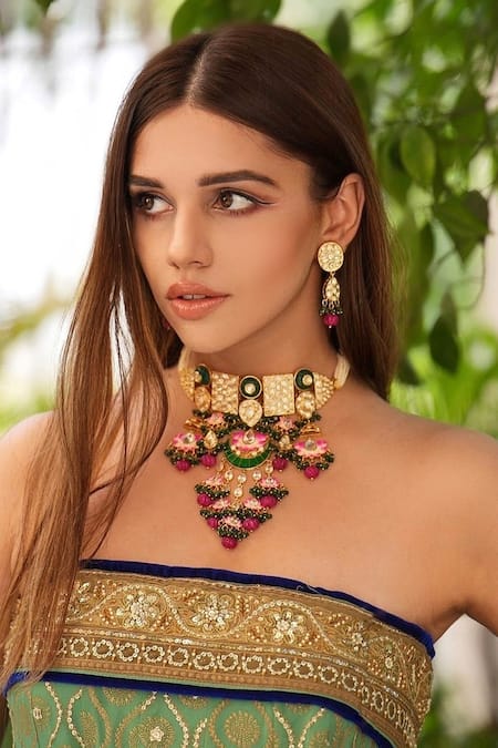 Amaara Jewels Kanji Bloom Embellished Necklace Set 