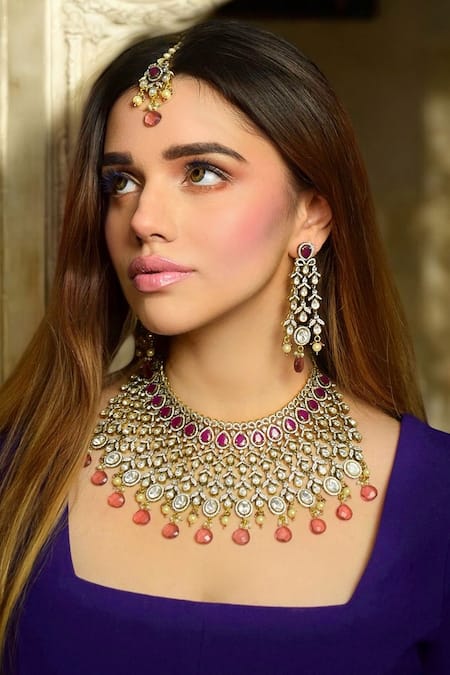 Buy Amaara Jewels Red Pearls, Stones Gold Finish Ruby Doublet Necklace Set Online at Aza Fashions Buy_Amaara Jewels_Red Pearls, Stones Gold Finish Ruby Doublet Necklace Set _Online_at_Aza_Fashions