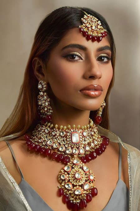 Amaara Jewels Red Rhinestones, Stones Designer Kundan Ruby Necklace Set Online at Aza Fashions Amaara Jewels_Red Rhinestones, Stones Designer Kundan Ruby Necklace Set _Online_at_Aza_Fashions