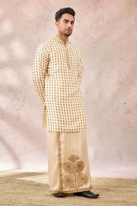Buy Masaba Ivory Viscose, Silk Sequins, Zari, Son Phal Print Kurta And Floral Veshti Set Online at Aza Fashions Buy_Masaba_Ivory Viscose, Silk Sequins, Zari, Son Phal Print Kurta And Floral Veshti Set _Online_at_Aza_Fashions