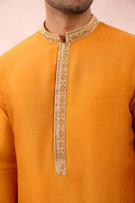 Buy_Masaba_Orange Silk Sequins, Zari, Embroidery Rust Bundi And Kurta Set 