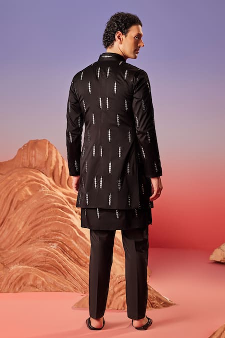 Eleven Brothers Black Mirror Vine Embroidered Kurta Set 