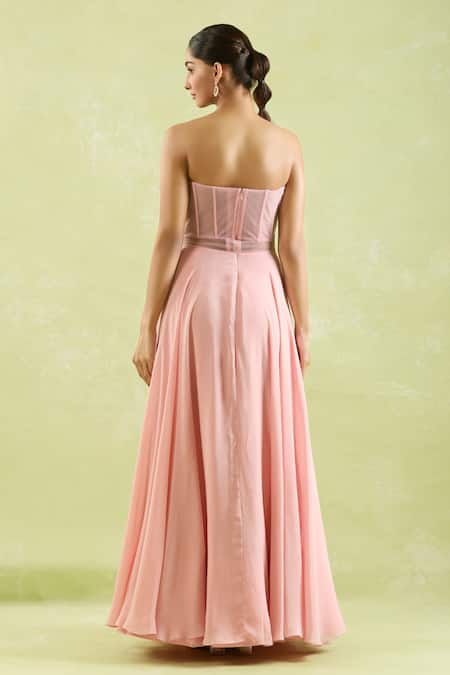 Samyukta Singhania Pink Pleated Flare Gown 