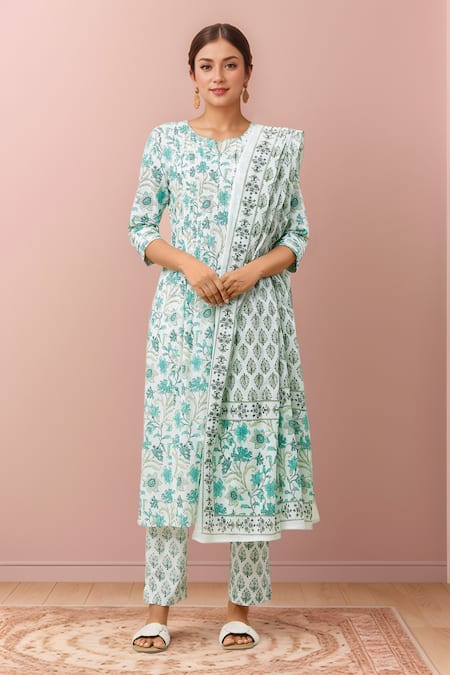 Samyukta Singhania Floral Straight Kurta Pant Set 