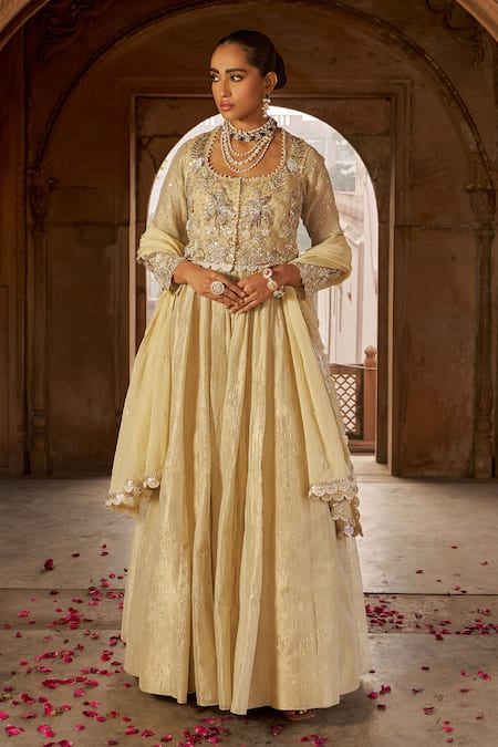 Nidhika Shekhar Jashna Maharani Blossom Embroidered Jacket & Anarkali Set 