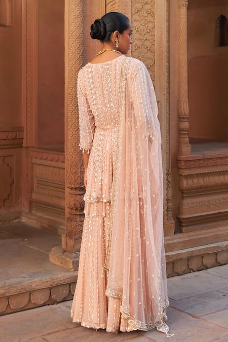 Nidhika Shekhar Blush Pink Sequin & Pearl Embroidered Kurta Set 
