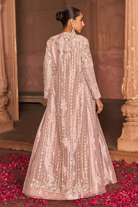 Nidhika Shekhar Bloom Embroidered Cape & Lehenga Set 