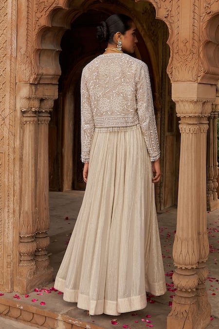 Nidhika Shekhar Sequin Embroidered Anarkali & Cape Set