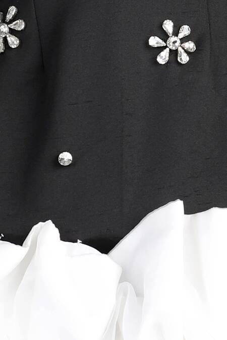 The Little Celebs_Black Neoprene Stones Embellished And White Dress _Online_at_Aza_Fashions