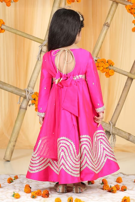 The Little Celebs Gota Patti Embellished Anarkali Set 