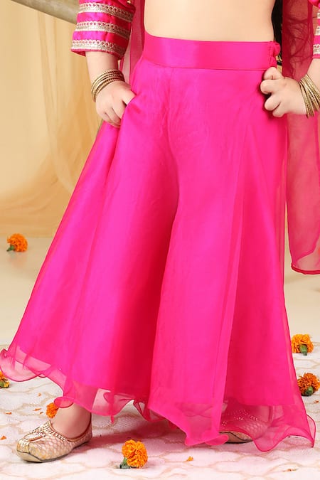 The Little Celebs Pink Organza, Silk, Crepe Sequins, Stones Embellished Blouse And Palazzo Set Online at Aza Fashions The Little Celebs_Pink Organza, Silk, Crepe Sequins, Stones Embellished Blouse And Palazzo Set _Online_at_Aza_Fashions