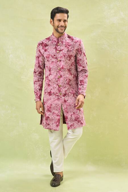 Buy Arihant Rai Sinha White Cotton, Velvet, Silk Embroidery Thread Vine Sherwani And Pant Online at Aza Fashions Buy_Arihant Rai Sinha_White Cotton, Velvet, Silk Embroidery Thread Vine Sherwani And Pant _Online_at_Aza_Fashions