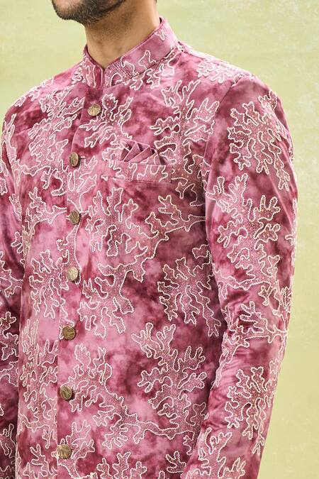 Buy Arihant Rai Sinha White Cotton, Velvet, Silk Embroidery Thread Vine Sherwani And Pant Buy_Arihant Rai Sinha_White Cotton, Velvet, Silk Embroidery Thread Vine Sherwani And Pant